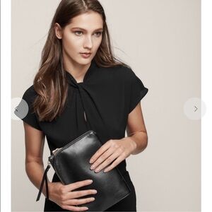 Reiss navy Abel top blouse work business professional casual basics capsule